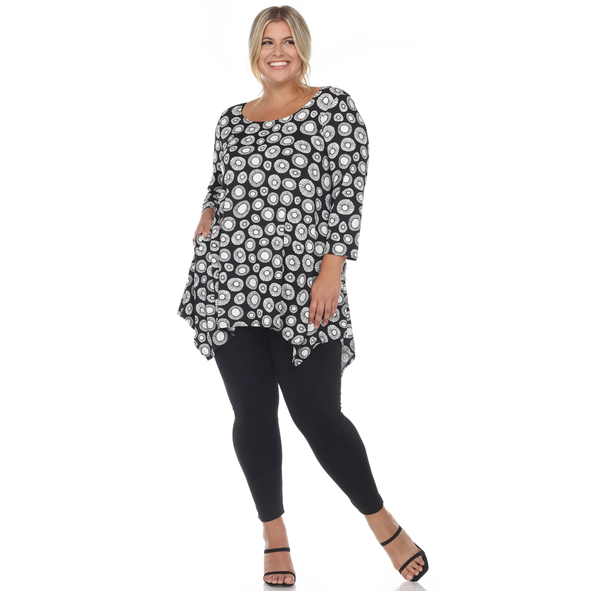 Printed Geometric Circle Tunic Top - Plus