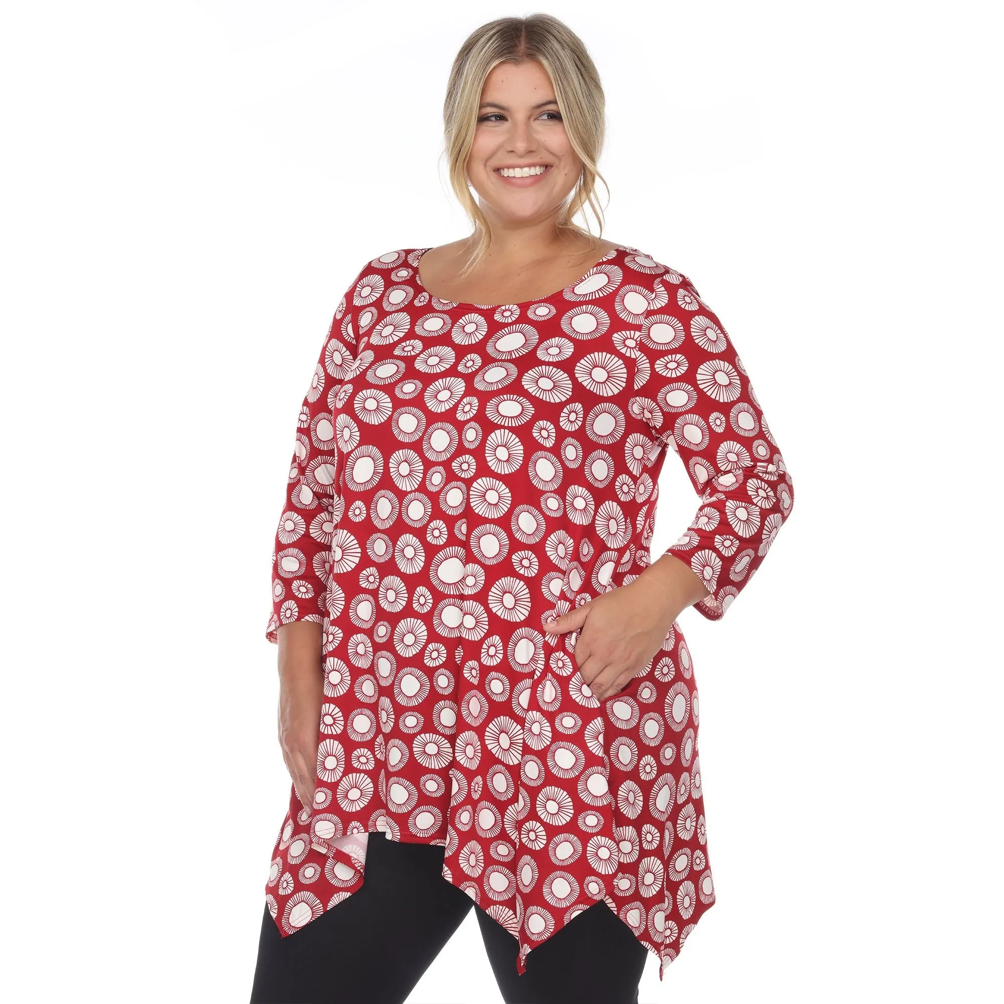 Printed Geometric Circle Tunic Top - Plus