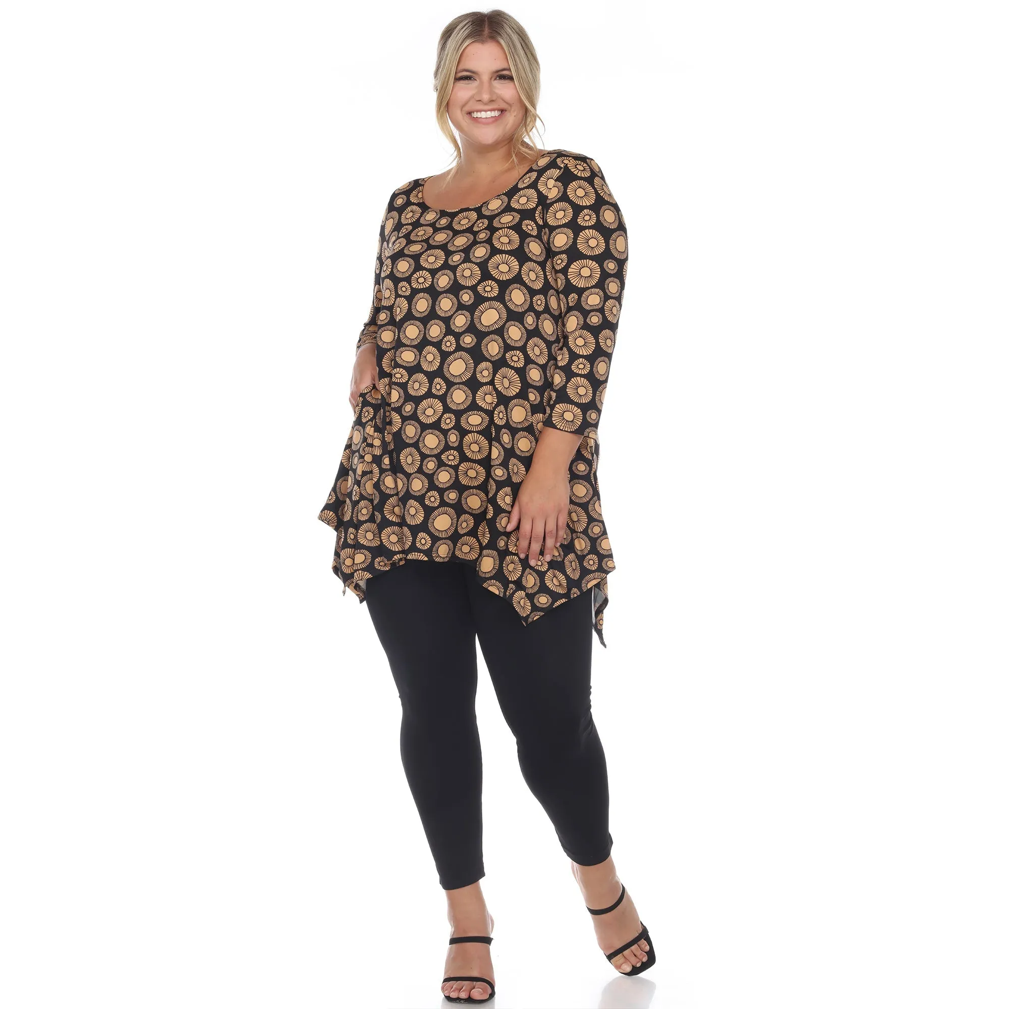 Printed Geometric Circle Tunic Top - Plus