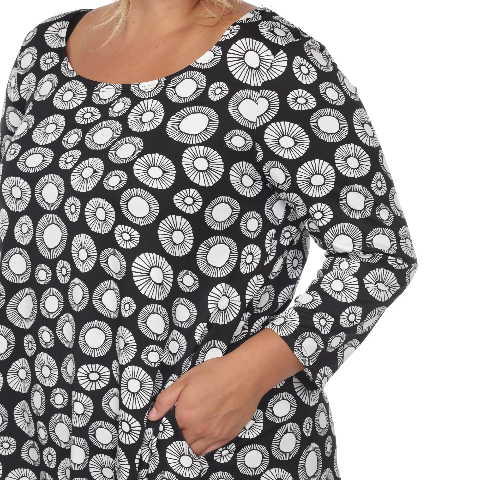 Printed Geometric Circle Tunic Top - Plus