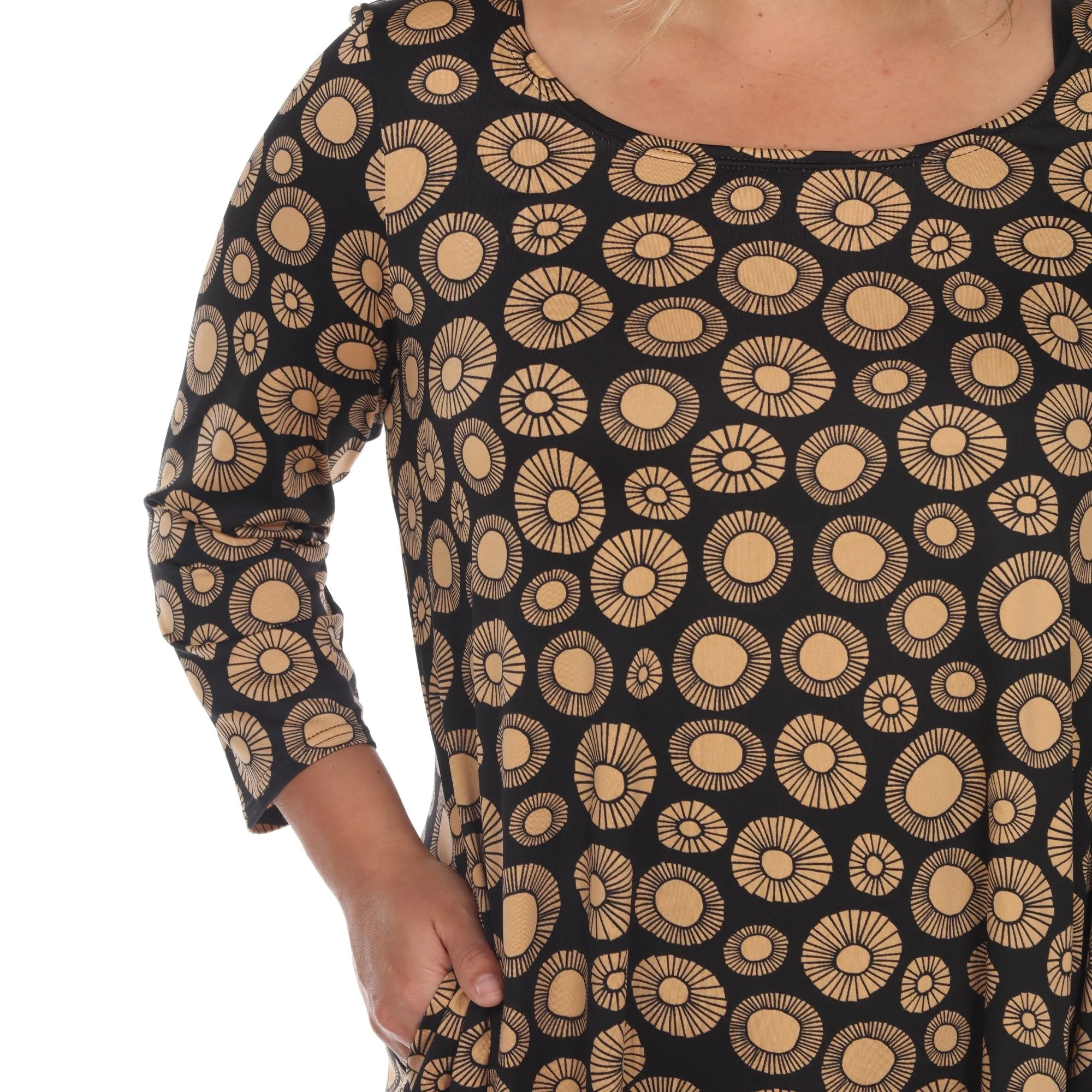 Printed Geometric Circle Tunic Top - Plus