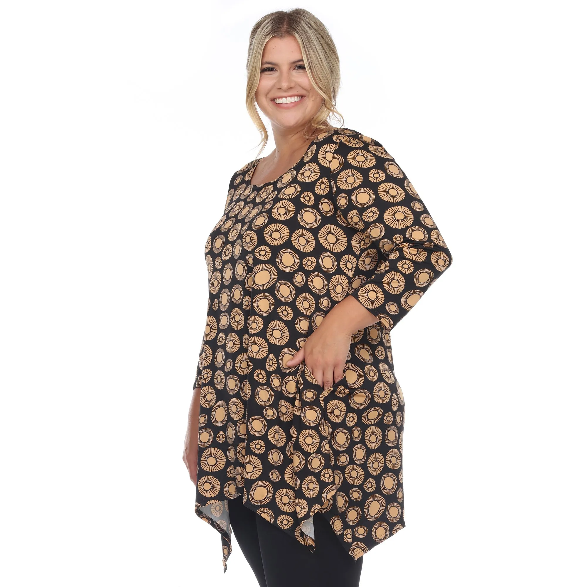 Printed Geometric Circle Tunic Top - Plus