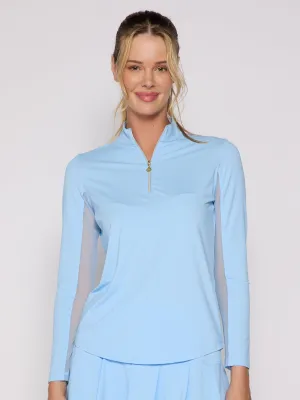 Quarter Zip Sun Protection Top In Light Blue