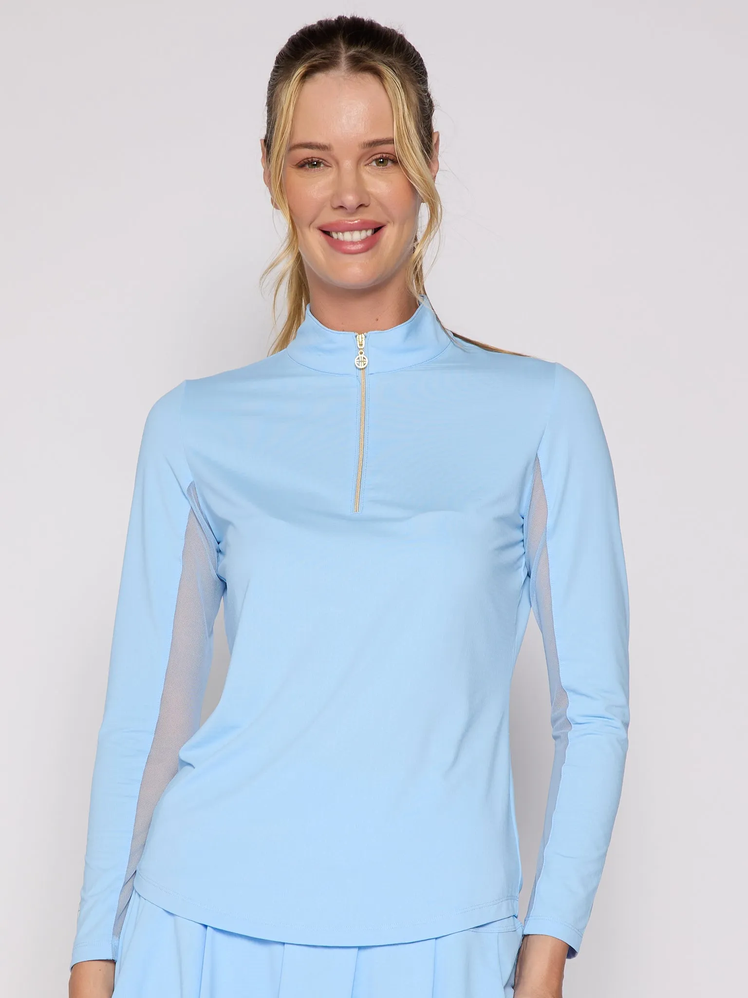 Quarter Zip Sun Protection Top In Light Blue