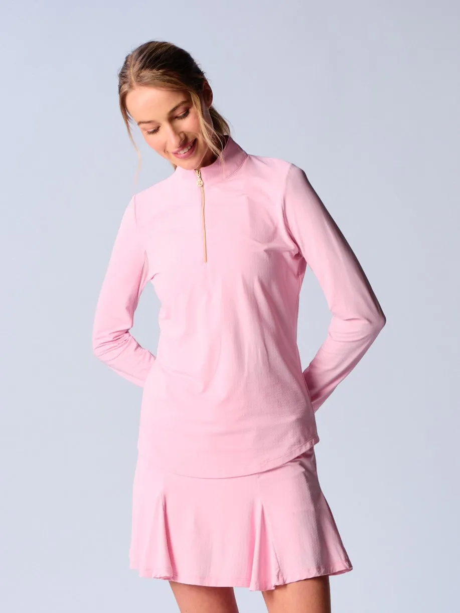 Quarter Zip Sun Protection Top In Light Pink