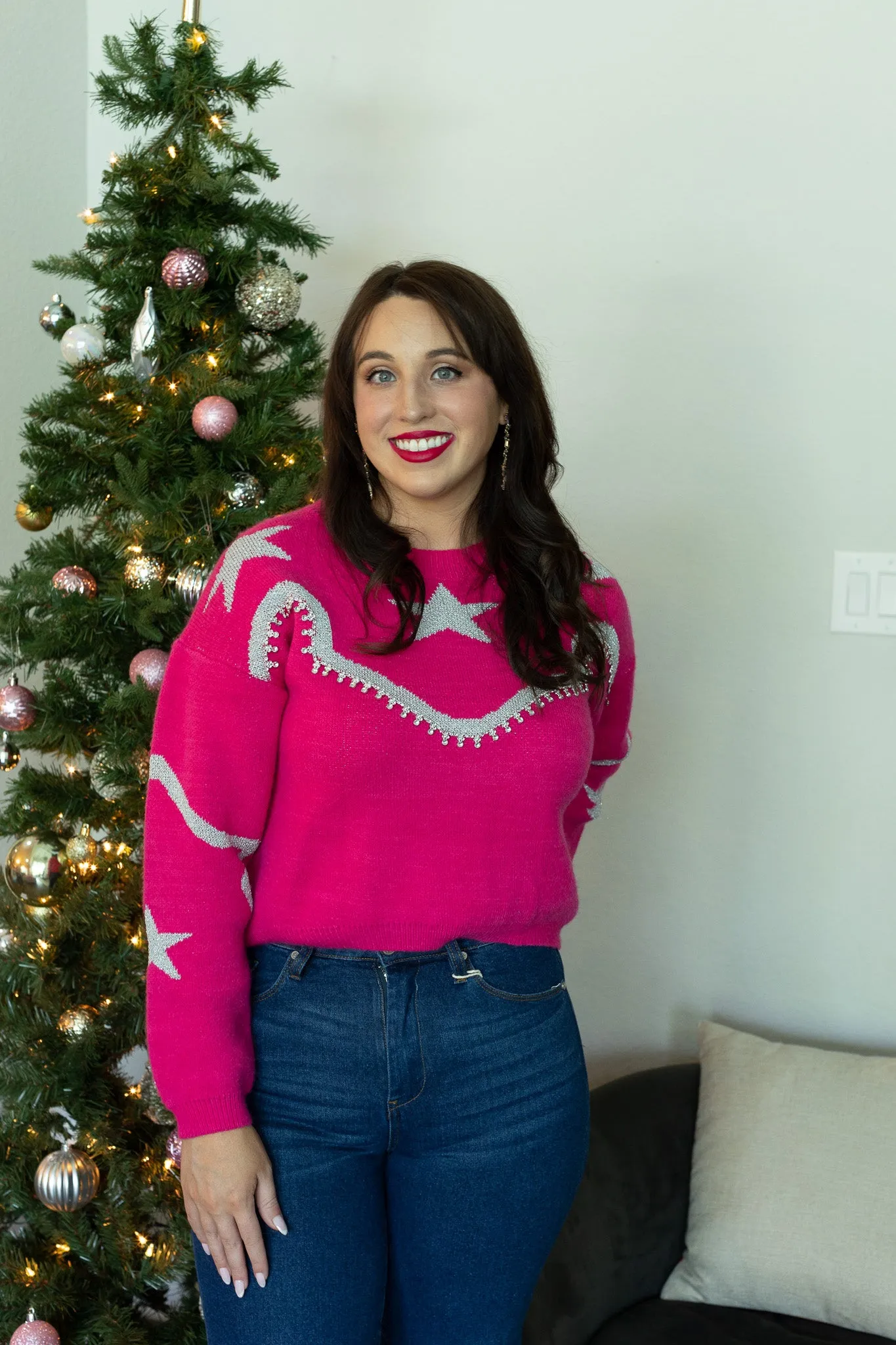 Rhinestone Wrangler Hot Pink Pullover