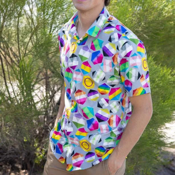 Roll with Pride LGBTQ Dice Dnd Button Up Shirt