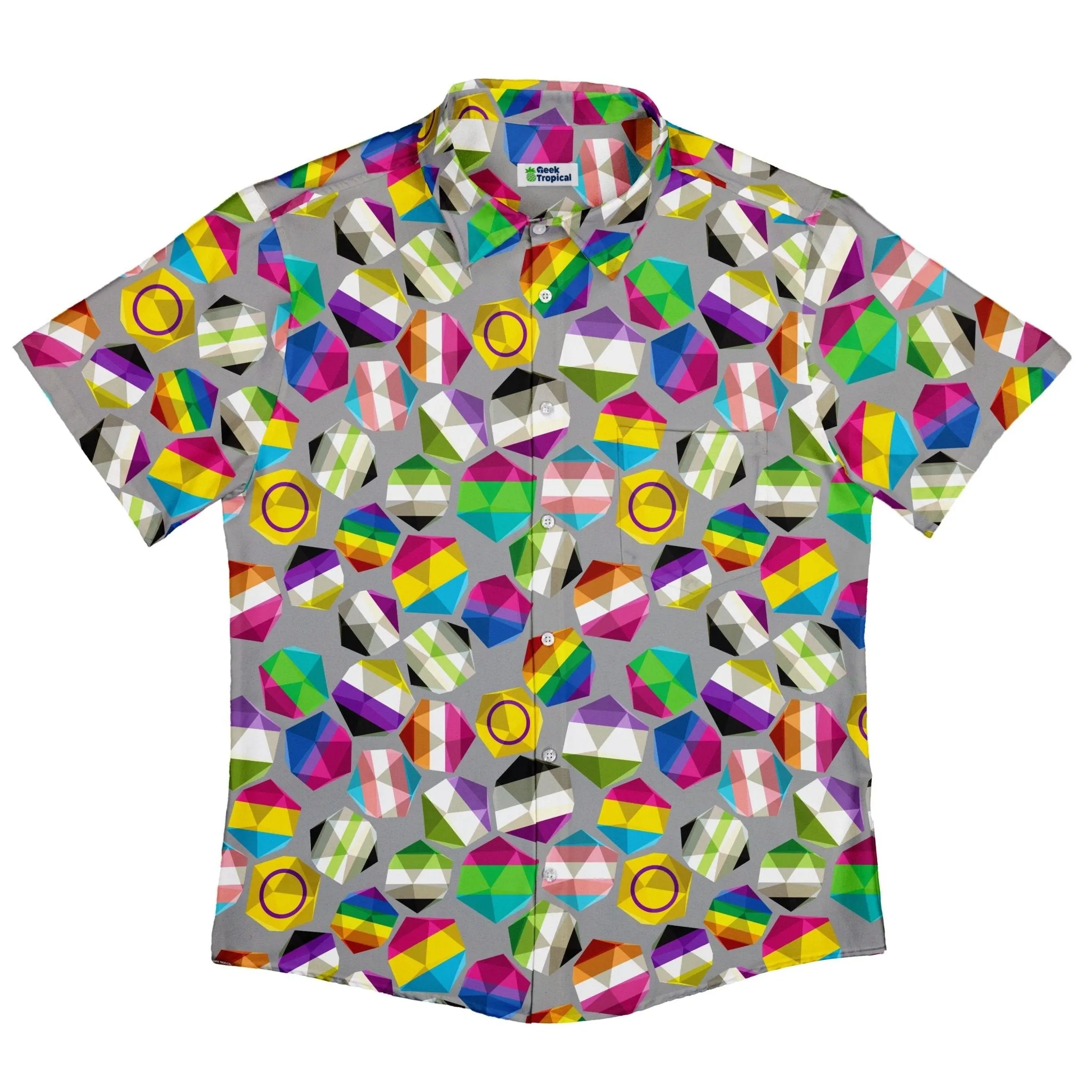 Roll with Pride LGBTQ Dice Dnd Button Up Shirt