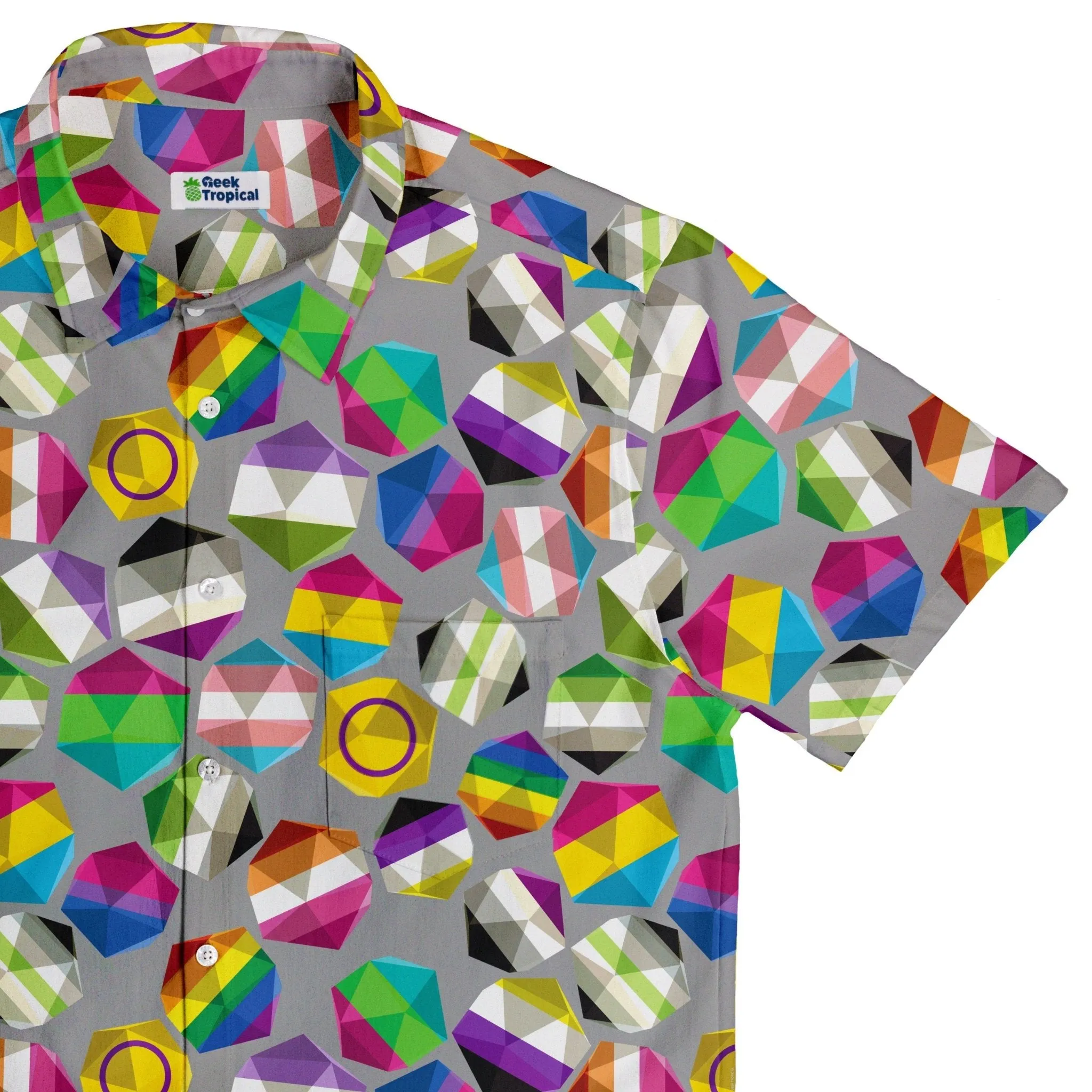 Roll with Pride LGBTQ Dice Dnd Button Up Shirt