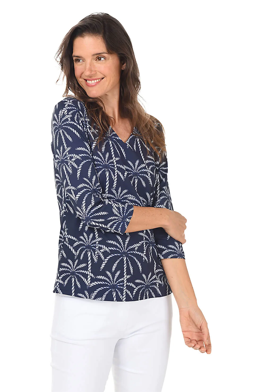 Rope Palms Classic UPF50  V-Neck Top