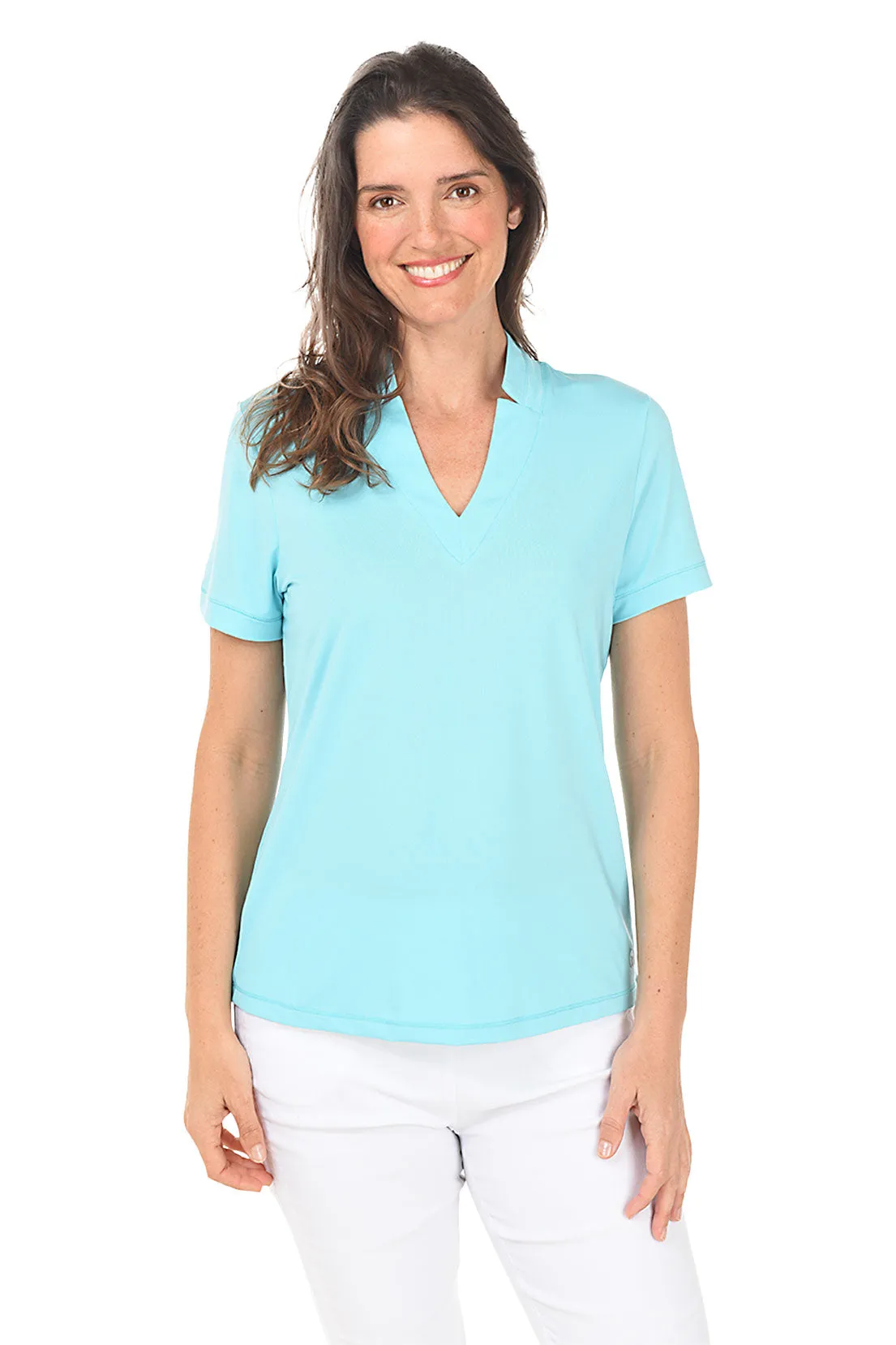 Solid Scuba UPF50  Short Sleeve Knit Top