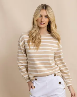 Southern Tide Women's Zayla Striped Top / Irish Cream