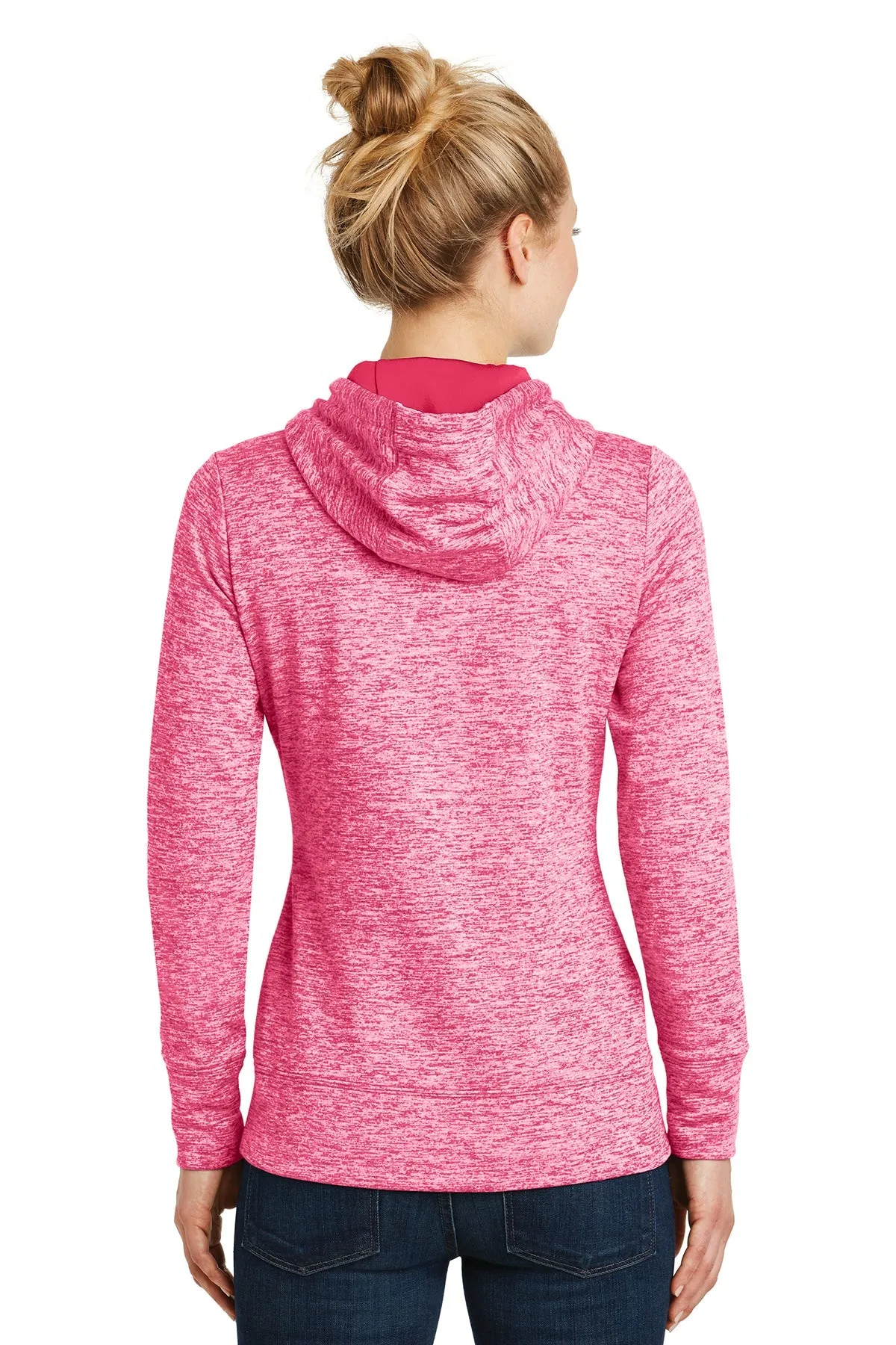 Sport-Tek Ladies PosiCharge Electric Heather Customized Fleece Hooded Pullovers, Power Pink Electric