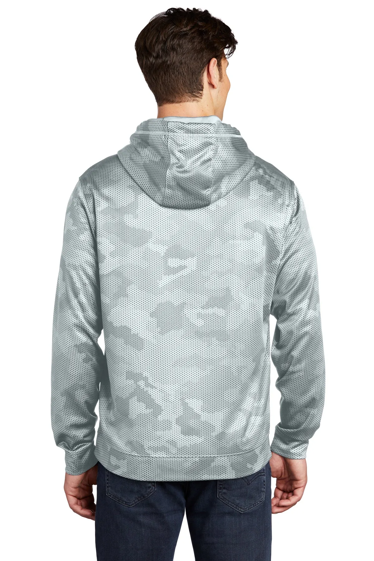 Sport-Tek Sport-Wick CamoHex Fleece Custom Hooded Pullovers, White