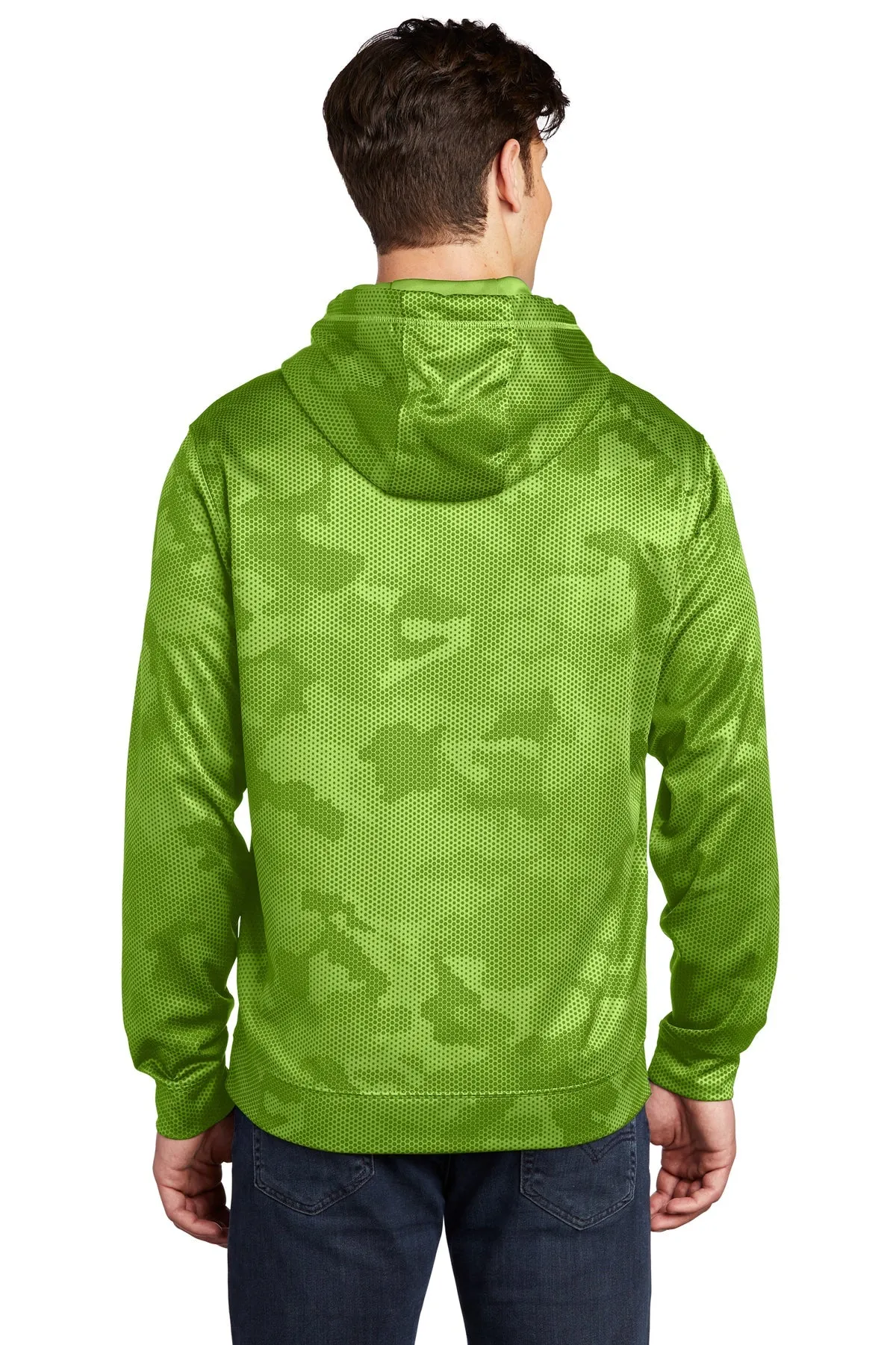 Sport-Tek Sport-Wick CamoHex Fleece Customized Hooded Pullovers, Lime Shock