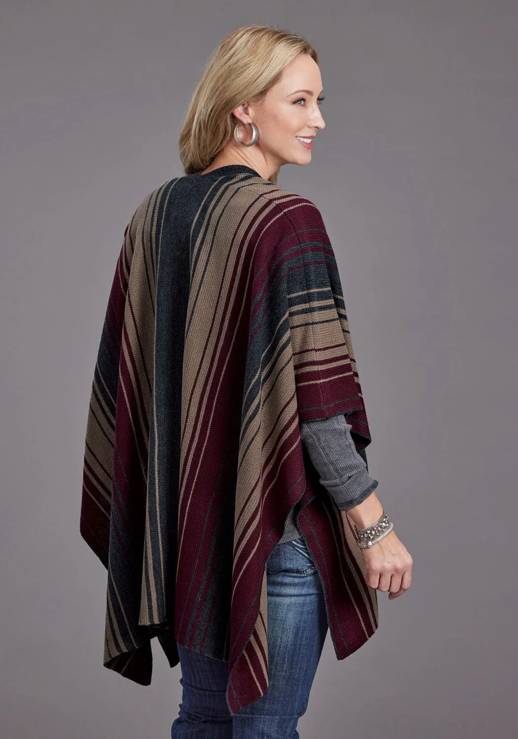 Stetson Womens Ombre Wrap Wine 100% Acrylic Poncho