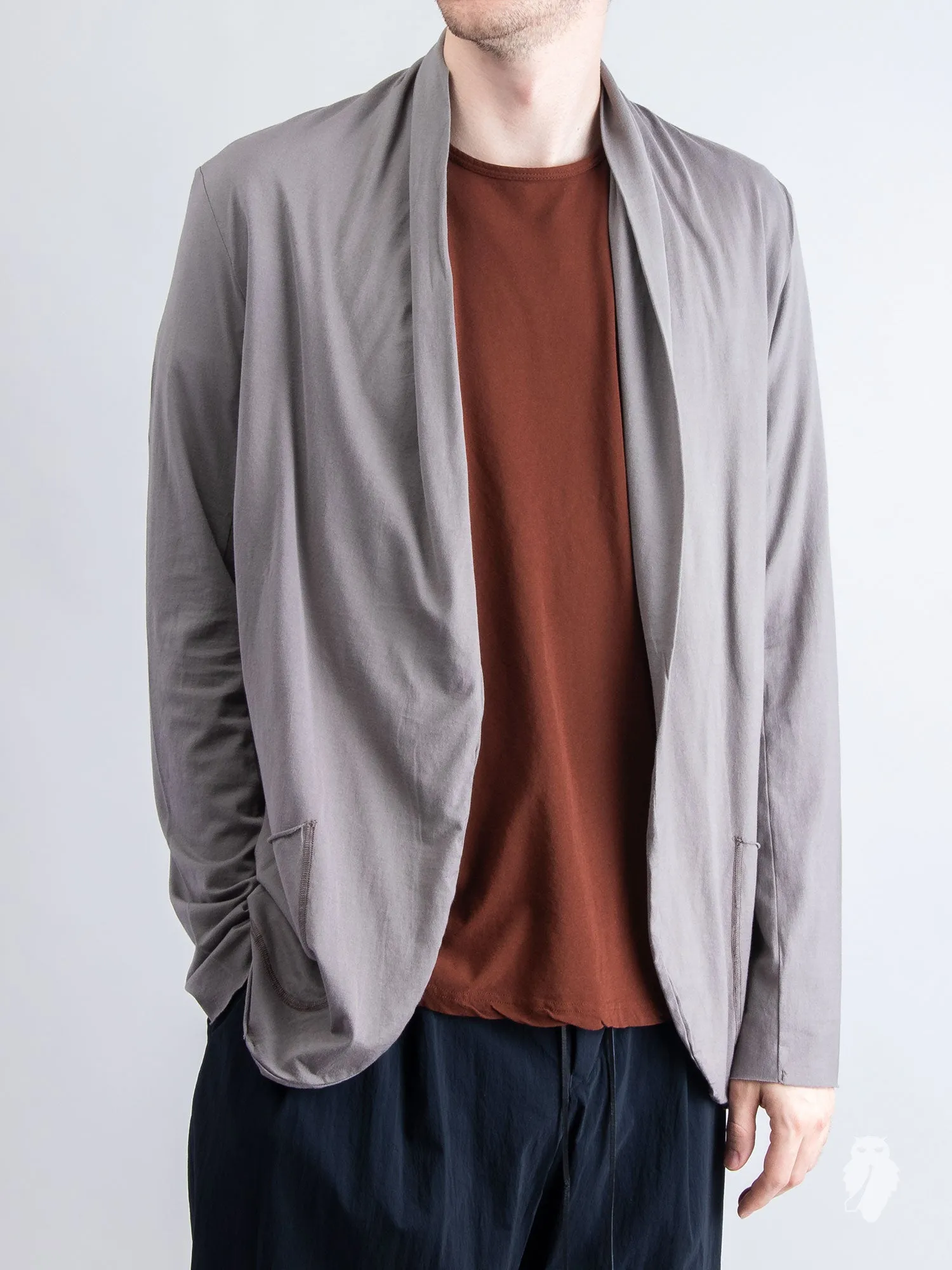 Stole Collar Cardigan in Grey