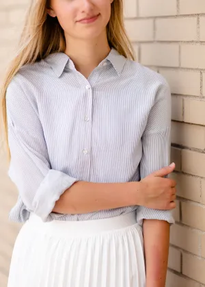 Striped Button Up Long Sleeve Top