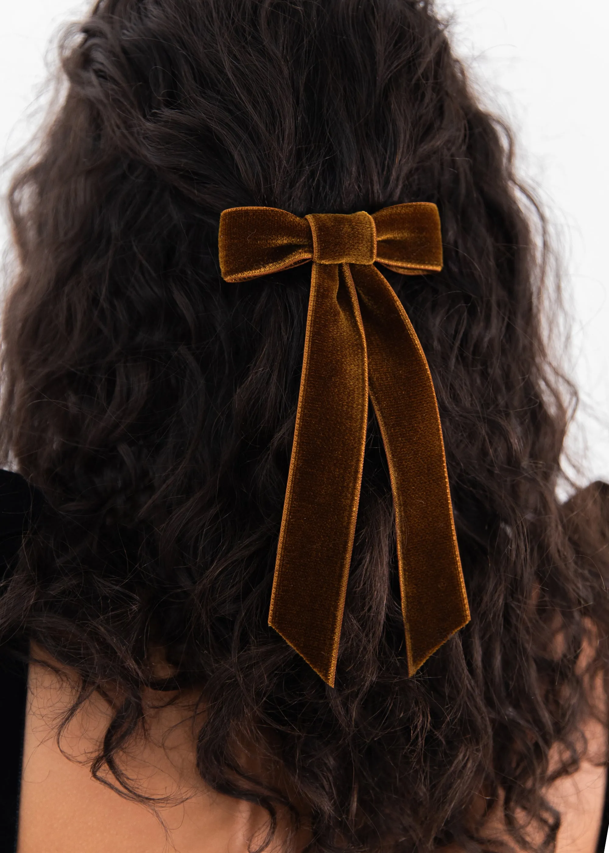 Velvet Bow Barrette -- Topaz