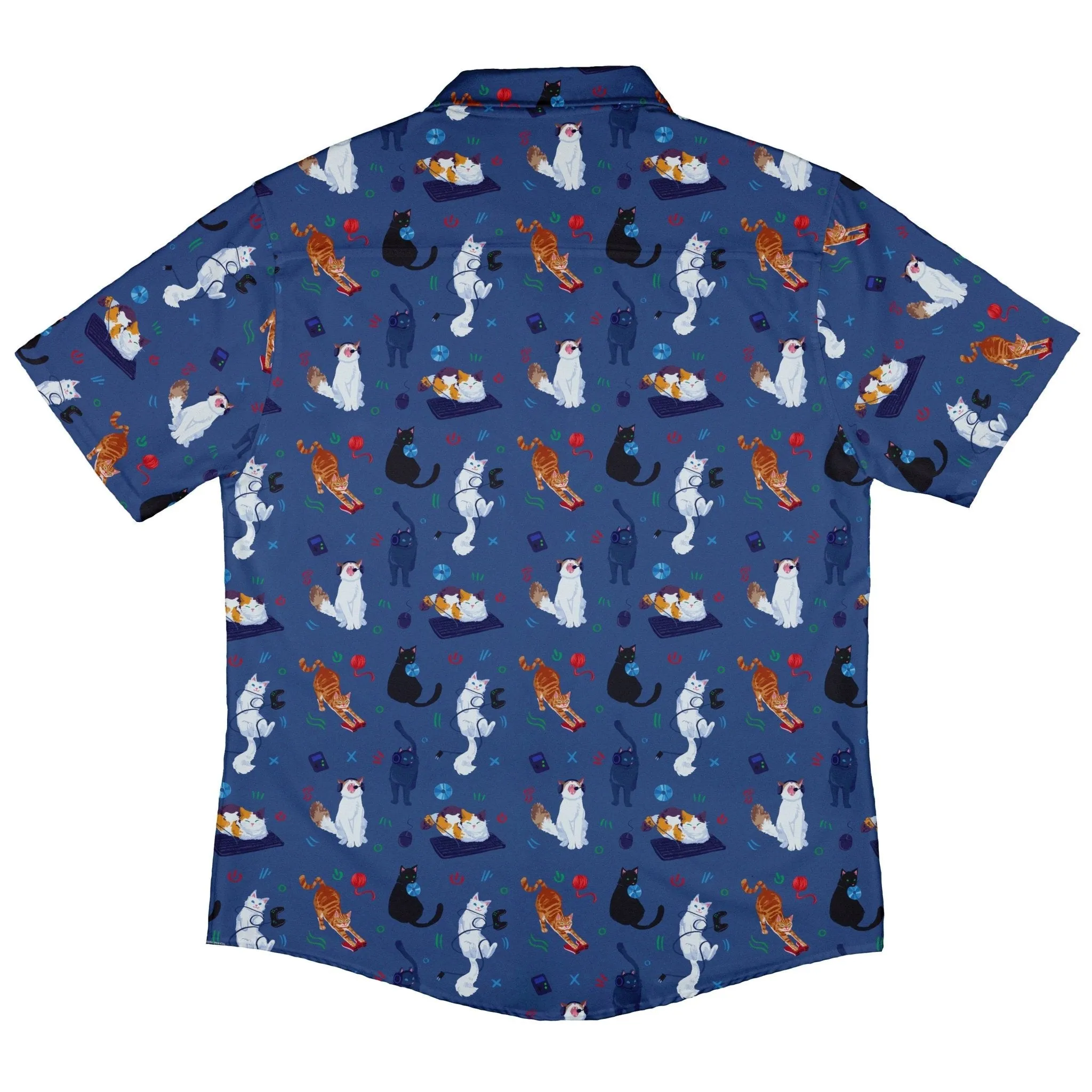 Video Game Cats Light Button Up Shirt