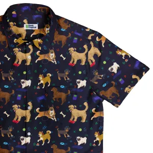 Video Game Dogs Dark Button Up Shirt