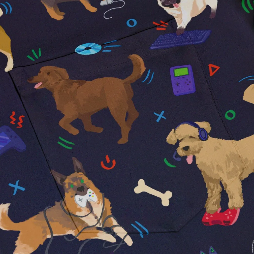 Video Game Dogs Dark Button Up Shirt