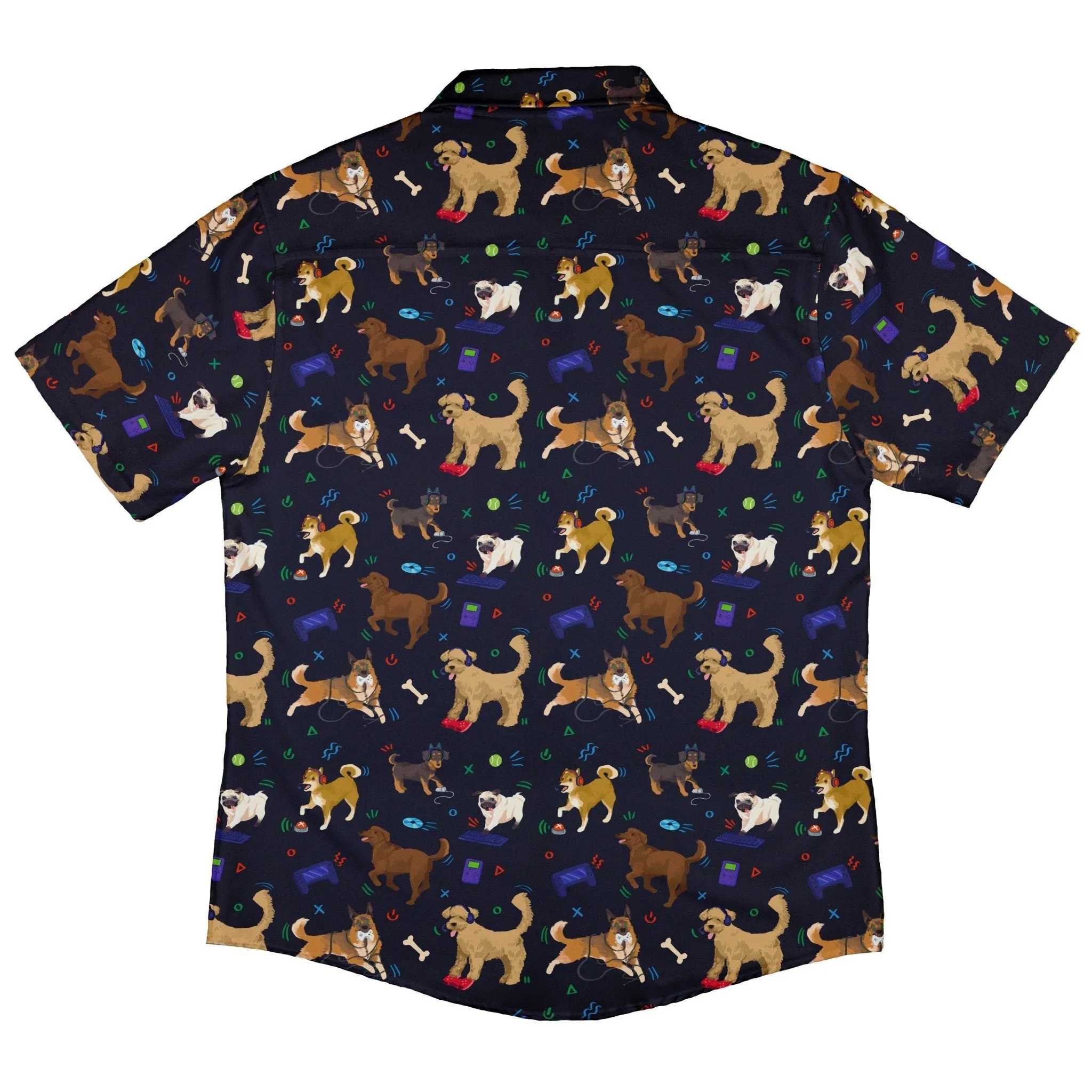 Video Game Dogs Dark Button Up Shirt