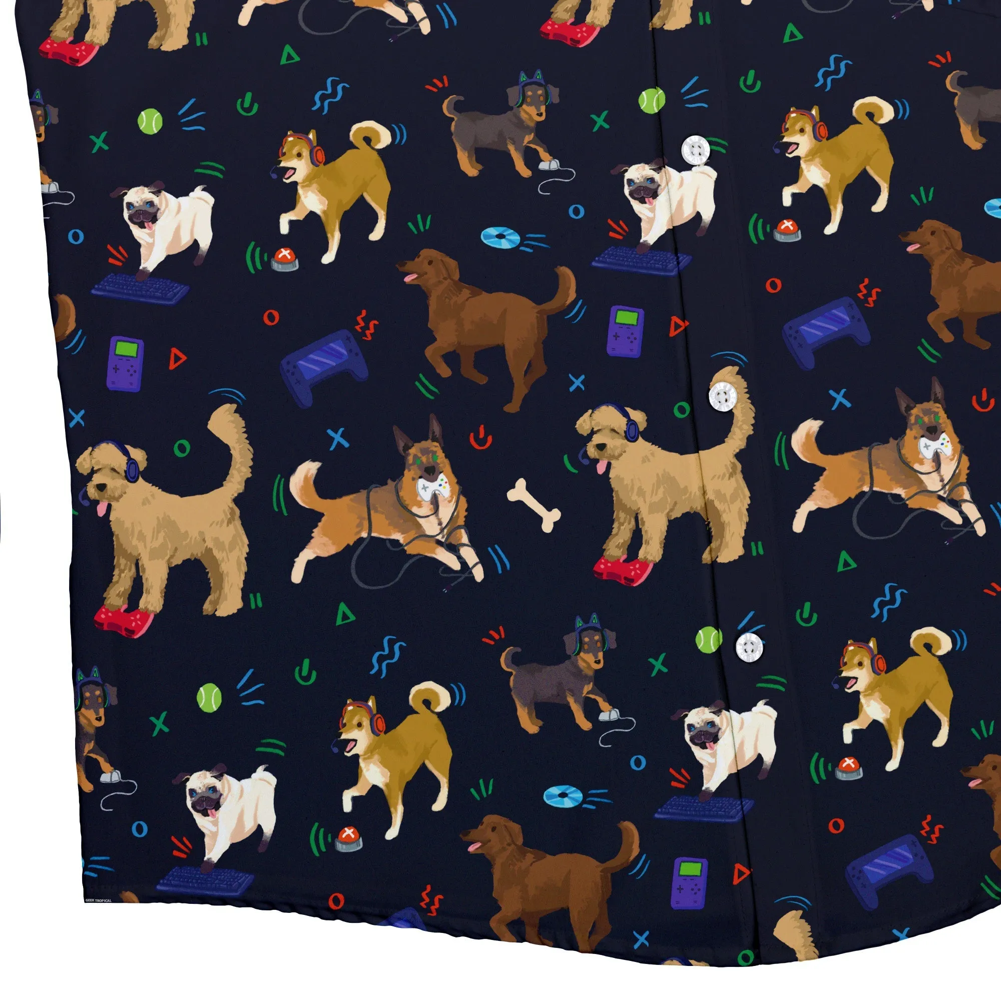 Video Game Dogs Dark Button Up Shirt