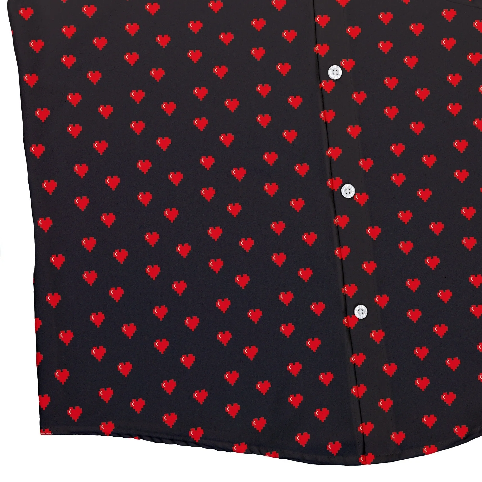 Video Game Hearts Black Button Up Shirt