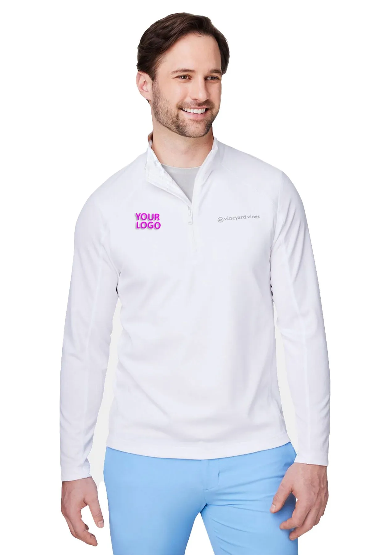 Vineyard Vines Custom Mens Sankaty Quarter-Zips, White