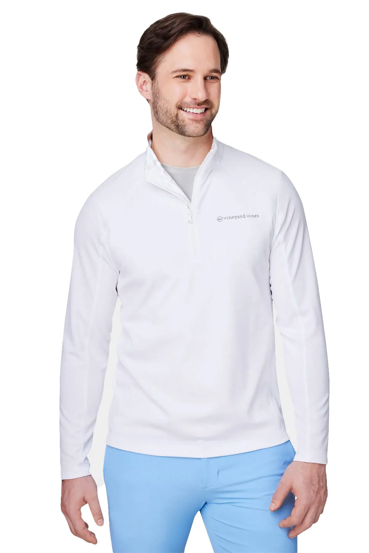 Vineyard Vines Custom Mens Sankaty Quarter-Zips, White