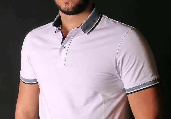 White Polo With Contrasting Collar