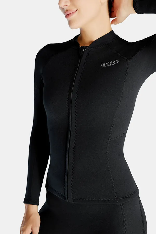 Women's 1.5MM Long Sleeve Split Top Cold-Proof and Warm Wetsuit