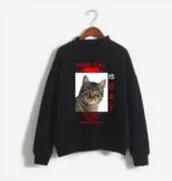 Womens Turtleneck Sweatshirt Kawaii Printed Dog,Deer,Cat Gay Letters Casual Hoodies Loose Tops Fleece Harajuku hip-hop tracksuit