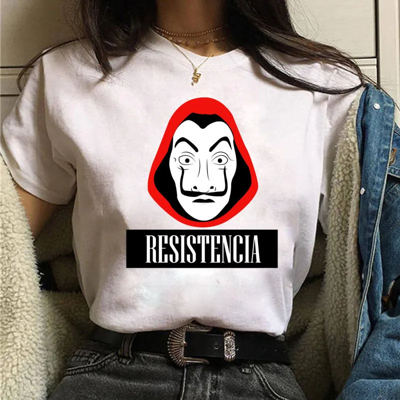 WOMEN'S WHITE TSHIRT MONEY HEIST (VARIANTS AVAILABLE)