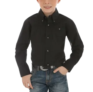 Wrangler Boy's Classic Button Down Black Long Sleeve Shirt